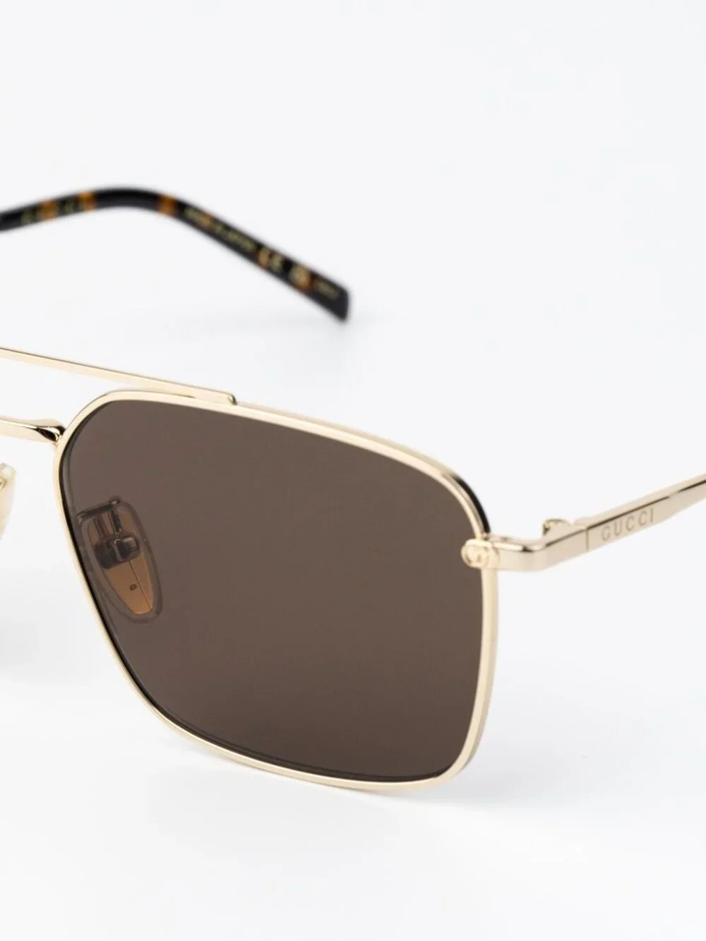 Gucci Men Sunglasses Gold Brown Rectangular GG1957SA 002 NEW AUTHENTIC